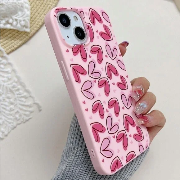 ⚠️Clearance iPhone 14/Pro/Pro Max Pink Hearts Phone Case - Picture 3 of 4